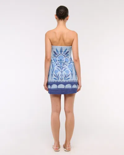 Abercrombie & Fitch The A&f Scarlett Strapless Linen-blend Skort In Blue