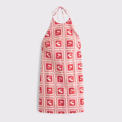 Abercrombie & Fitch Open-back Halter Linen-blend Mini Dress In Purple