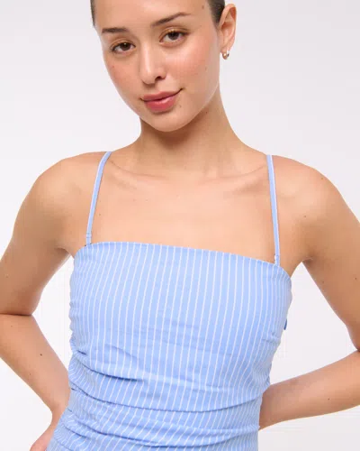 Abercrombie & Fitch Strapless Asymmetrical Mini Dress In Blue