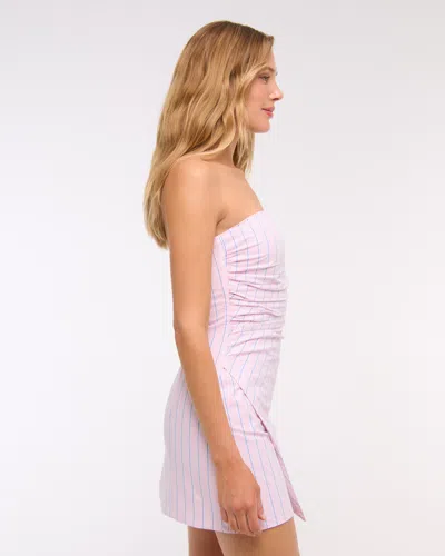 Abercrombie & Fitch Strapless Asymmetrical Mini Dress In Pink