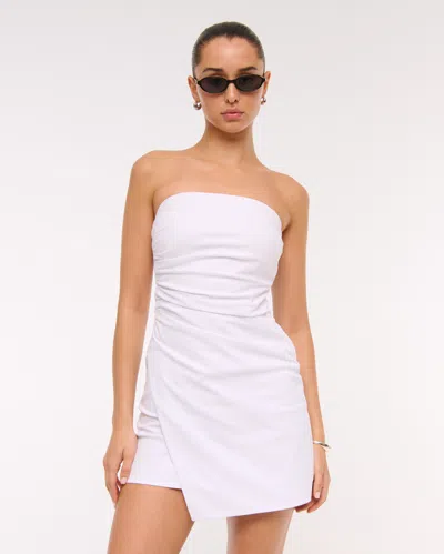 Abercrombie & Fitch Strapless Asymmetrical Mini Dress In White