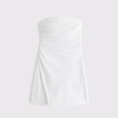 Abercrombie & Fitch Strapless Asymmetrical Mini Dress In White