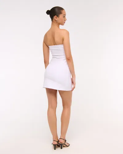 Abercrombie & Fitch Strapless Asymmetrical Mini Dress In White