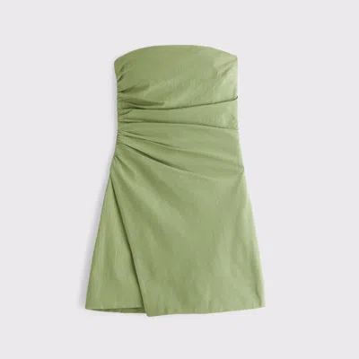 Abercrombie & Fitch Strapless Asymmetrical Mini Dress In Green
