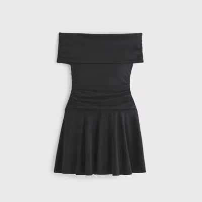 Abercrombie & Fitch Off-the-shoulder Knit Skort In Black