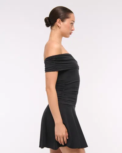 Abercrombie & Fitch Off-the-shoulder Knit Skort In Black