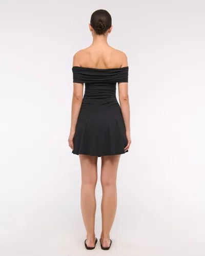 Abercrombie & Fitch Off-the-shoulder Knit Skort In Black