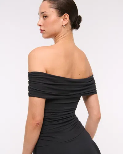 Abercrombie & Fitch Off-the-shoulder Knit Skort In Black