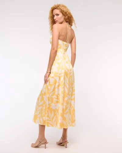 Abercrombie & Fitch Twist-front Flowy Maxi Dress In Yellow
