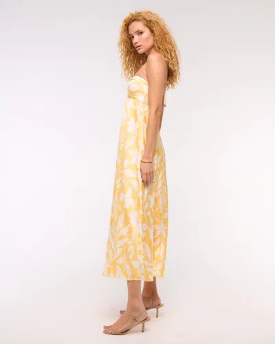 Abercrombie & Fitch Twist-front Flowy Maxi Dress In Yellow