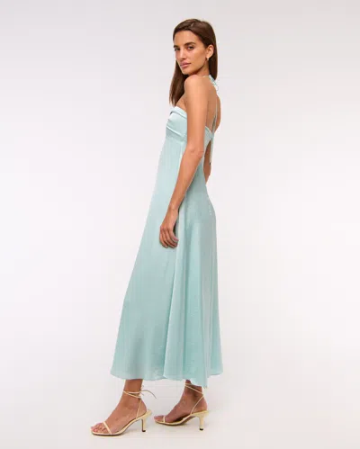 Abercrombie & Fitch Twist-front Flowy Maxi Dress In Blue