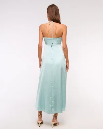 Abercrombie & Fitch Twist-front Flowy Maxi Dress In Blue