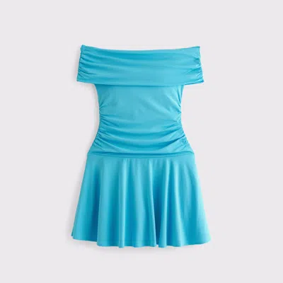 Abercrombie & Fitch Off-the-shoulder Knit Skort In Blue