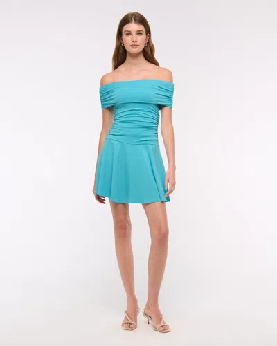 Abercrombie & Fitch Off-the-shoulder Knit Skort In Blue