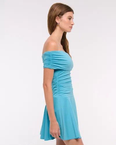 Abercrombie & Fitch Off-the-shoulder Knit Skort In Blue