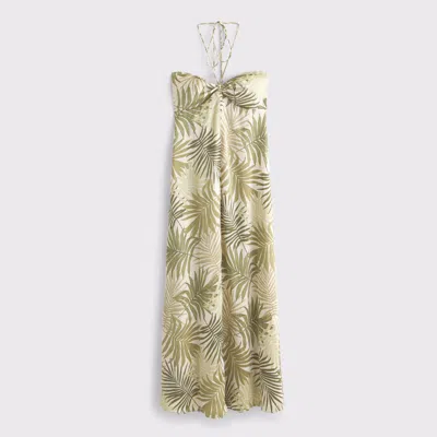 Abercrombie & Fitch Twist-front Flowy Maxi Dress In Green