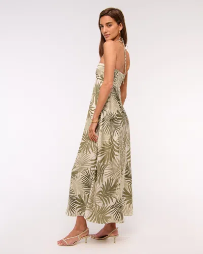 Abercrombie & Fitch Twist-front Flowy Maxi Dress In Green