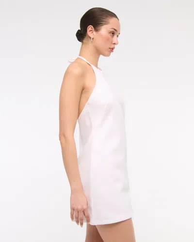 Abercrombie & Fitch Open-back Halter Denim Mini Dress In White