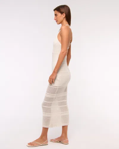 Abercrombie & Fitch Beaded Crochet-style Maxi Dress In White