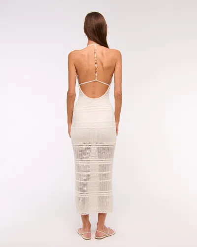 Abercrombie & Fitch Beaded Crochet-style Maxi Dress In White