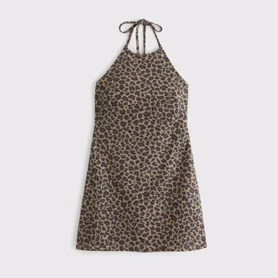 Abercrombie & Fitch Open-back Halter Denim Mini Dress