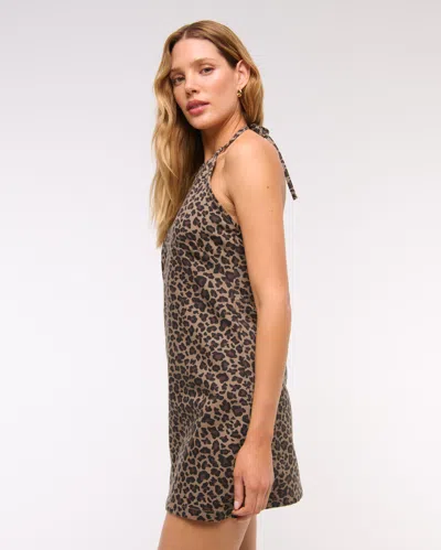 Abercrombie & Fitch Open-back Halter Denim Mini Dress