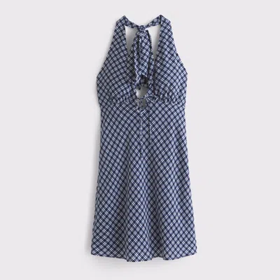 Abercrombie & Fitch Halter Tie-front Slip Mini Dress In Blue