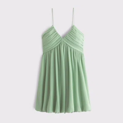 Abercrombie & Fitch Sheer Bubble Hem Mini Dress In Green
