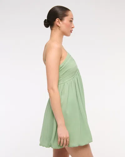 Abercrombie & Fitch Sheer Bubble Hem Mini Dress In Green