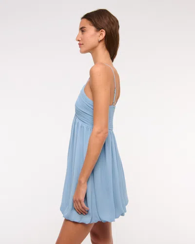 Abercrombie & Fitch Sheer Bubble Hem Mini Dress In Blue