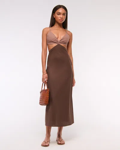 Abercrombie & Fitch The A&f Julia Slip Cutout Maxi Dress In Brown