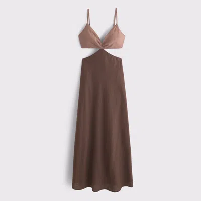 Abercrombie & Fitch The A&f Julia Slip Cutout Maxi Dress In Brown