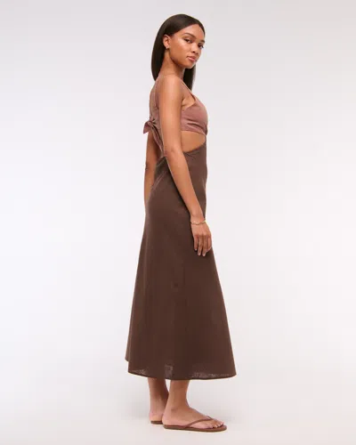 Abercrombie & Fitch The A&f Julia Slip Cutout Maxi Dress In Brown