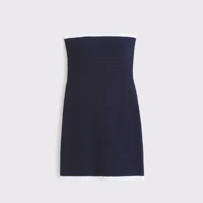 Abercrombie & Fitch Crochet-style Strapless Mini Dress In Blue