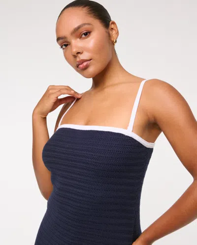 Abercrombie & Fitch Crochet-style Strapless Mini Dress In Blue