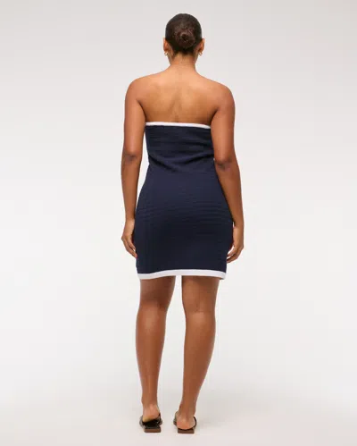 Abercrombie & Fitch Crochet-style Strapless Mini Dress In Blue