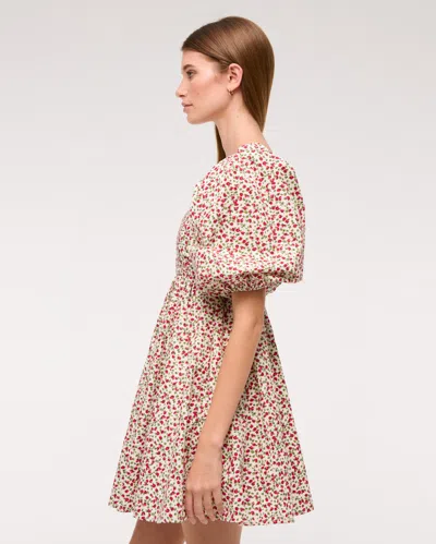 Abercrombie & Fitch The A&f Emerson Poplin Puff Sleeve Mini Dress In Brown