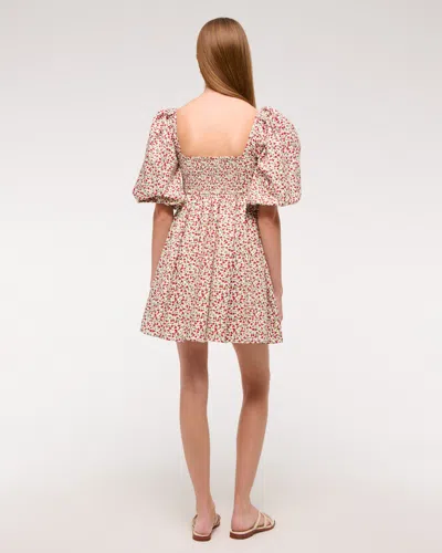 Abercrombie & Fitch The A&f Emerson Poplin Puff Sleeve Mini Dress In Brown