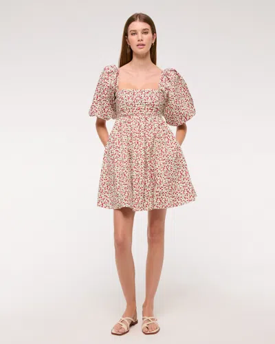 Abercrombie & Fitch The A&f Emerson Poplin Puff Sleeve Mini Dress In Brown