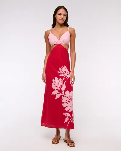 Abercrombie & Fitch The A&f Julia Slip Cutout Maxi Dress In Red