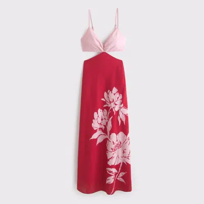 Abercrombie & Fitch The A&f Julia Slip Cutout Maxi Dress In Red