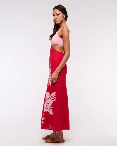 Abercrombie & Fitch The A&f Julia Slip Cutout Maxi Dress In Red