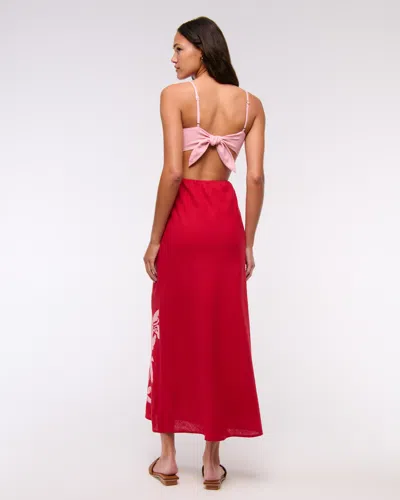 Abercrombie & Fitch The A&f Julia Slip Cutout Maxi Dress In Red