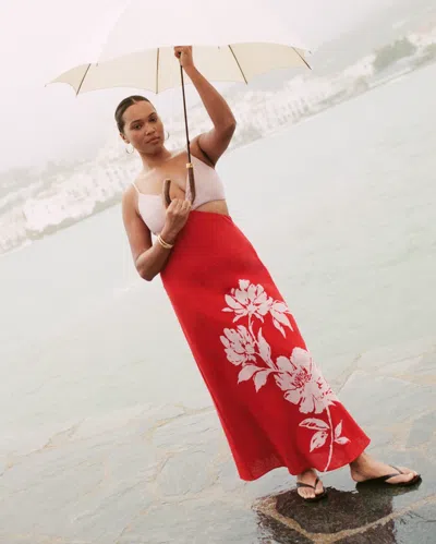 Abercrombie & Fitch The A&f Julia Slip Cutout Maxi Dress In Red