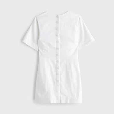 Abercrombie & Fitch Short-sleeve Linen-blend Button Mini Dress In White