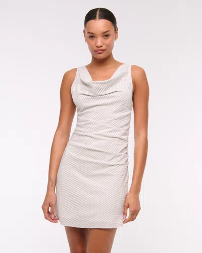 Abercrombie & Fitch Cowl Neck Draped Mini Dress In White