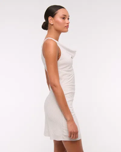 Abercrombie & Fitch Cowl Neck Draped Mini Dress In White