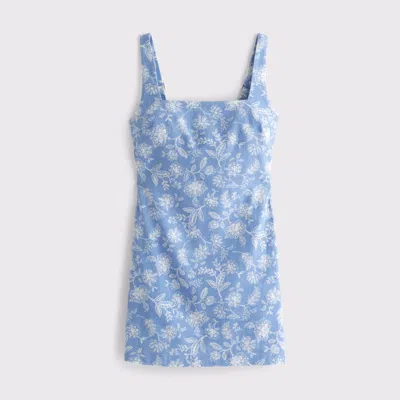 Abercrombie & Fitch The A&f Scarlett Squareneck Linen-blend Skort In Blue