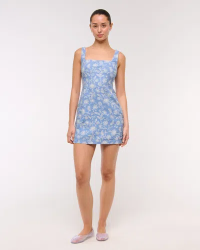 Abercrombie & Fitch The A&f Scarlett Squareneck Linen-blend Skort In Blue