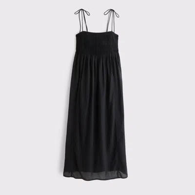 Abercrombie & Fitch Pintuck Flowy Maxi Dress In Black
